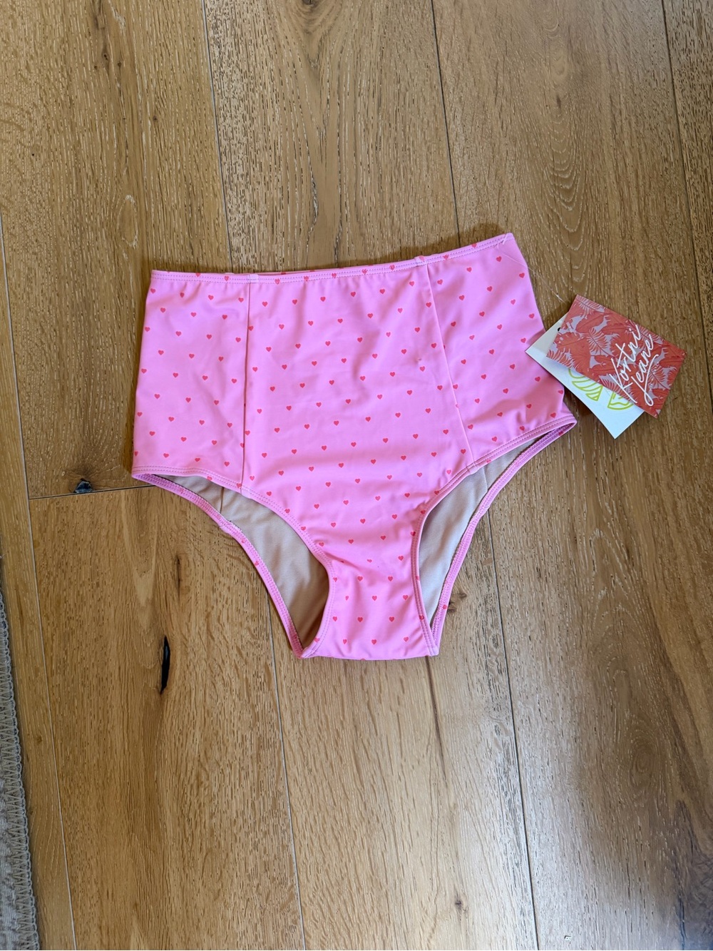 💝 Kortni Jeane Pink High-Waist Heart Print Swim Bottoms